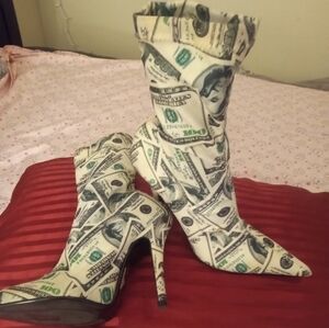 Fashion Nova $100 Dollar Print Ankle Boots